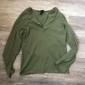 H&M MENS GREEN HENLEY